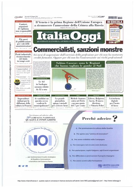 Italia oggi : quotidiano di economia finanza e politica